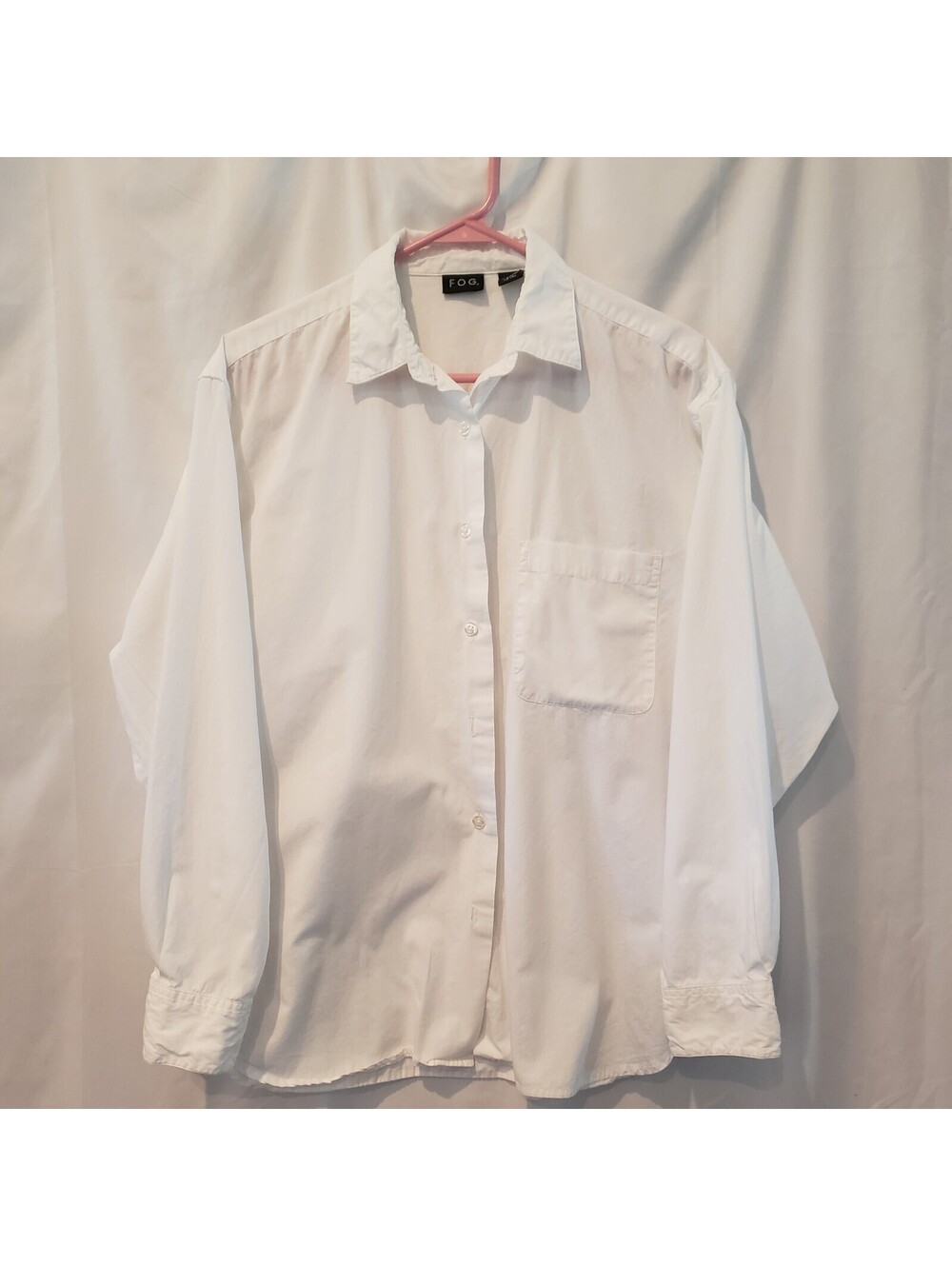 FOG Womens Large White 100% Cotton Button Down Shirt Long Sleeve Pocket
